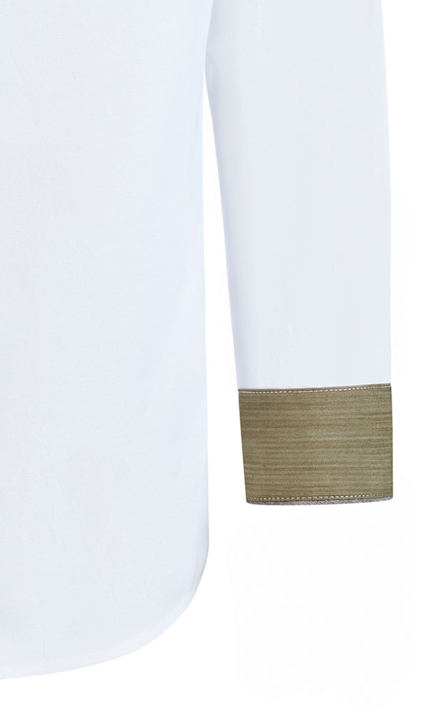 Hemd Hester, weiß/oliv SK - Slim fit