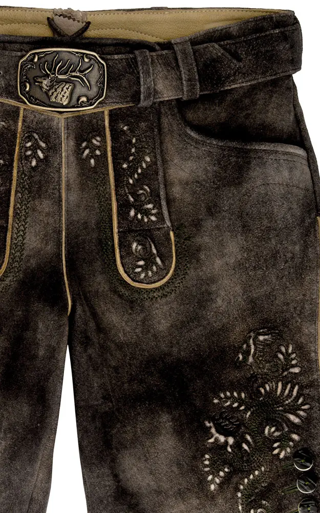 Lederhose Evander mit Gürtel, dunkelbraun