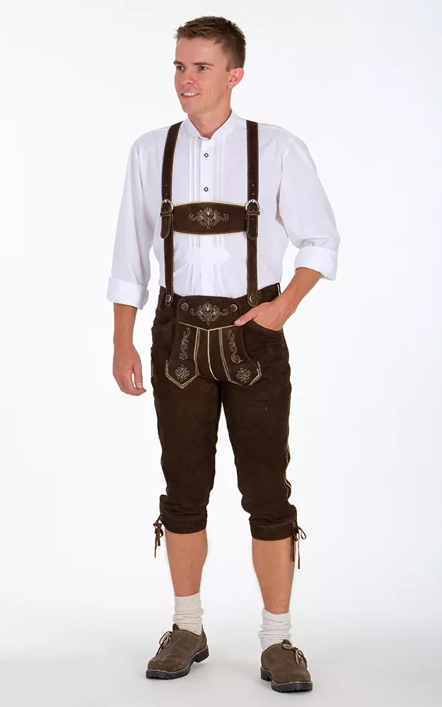 Lederhosen-SET Sigi Bundhose mit Träger, espresso