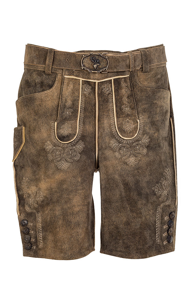 Lederhose Wilderer mit Gürtel, braun
