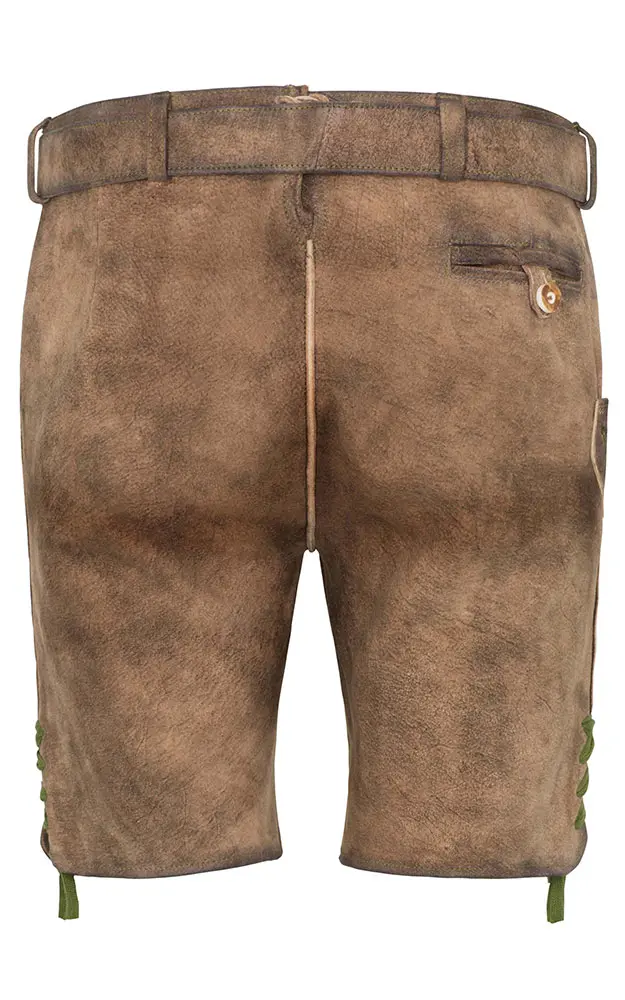 Lederhose Lukas mit Gürtel, wurzel grün