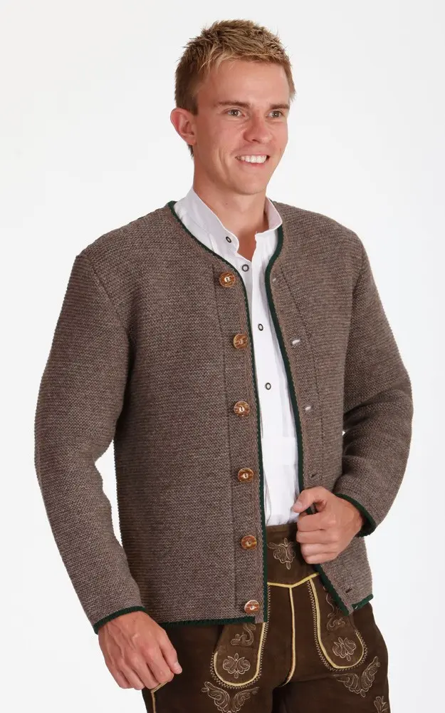 Strickjacke Gerhard, berber/tanne