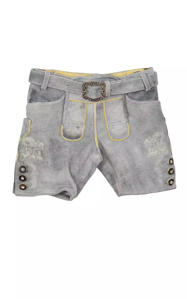 Kinder-Lederhose 7656 mit Gürtel, grau