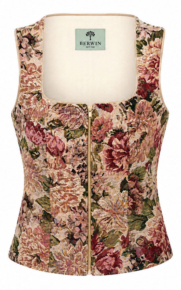 Mieder Jacquard Blumen, rot
