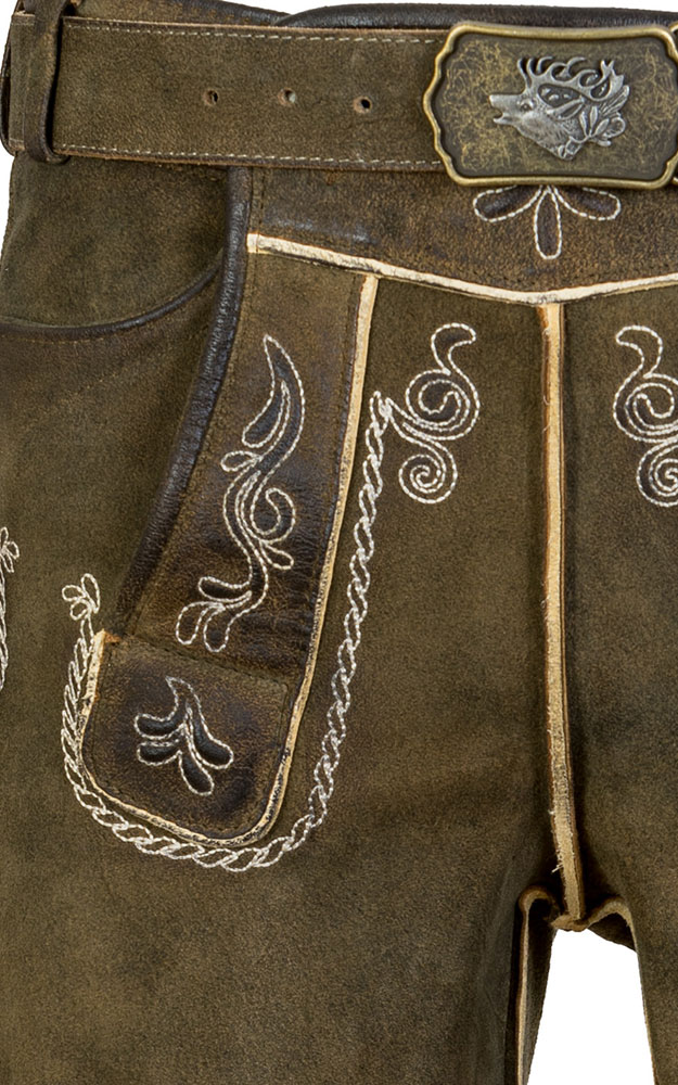Lederhose Hartmut-G mit Gürtel, erde