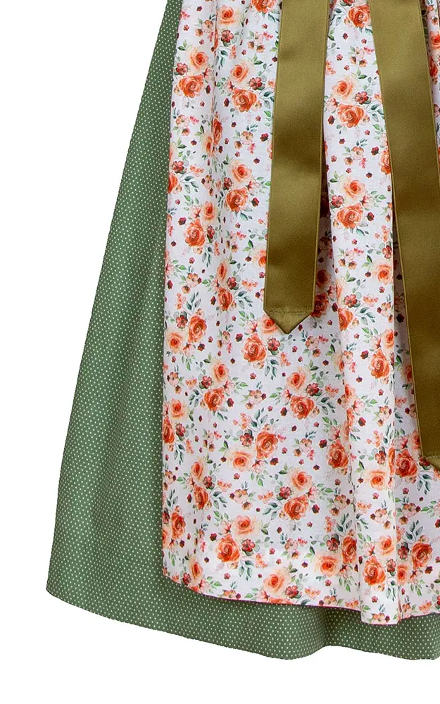 Blusendirndl Ahrtal mandarine/oliv, mit Schürze