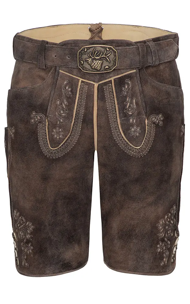 Lederhose Steinbach mit Gürtel, marone