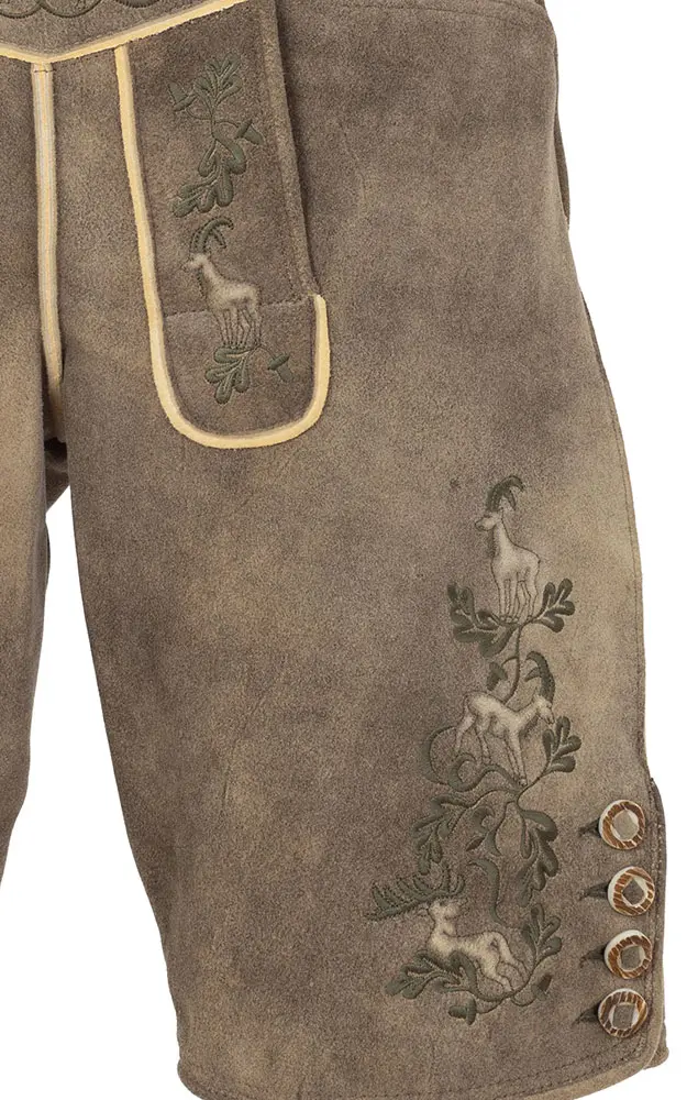 Lederhose Wildleben ohne Träger, beige/oliv