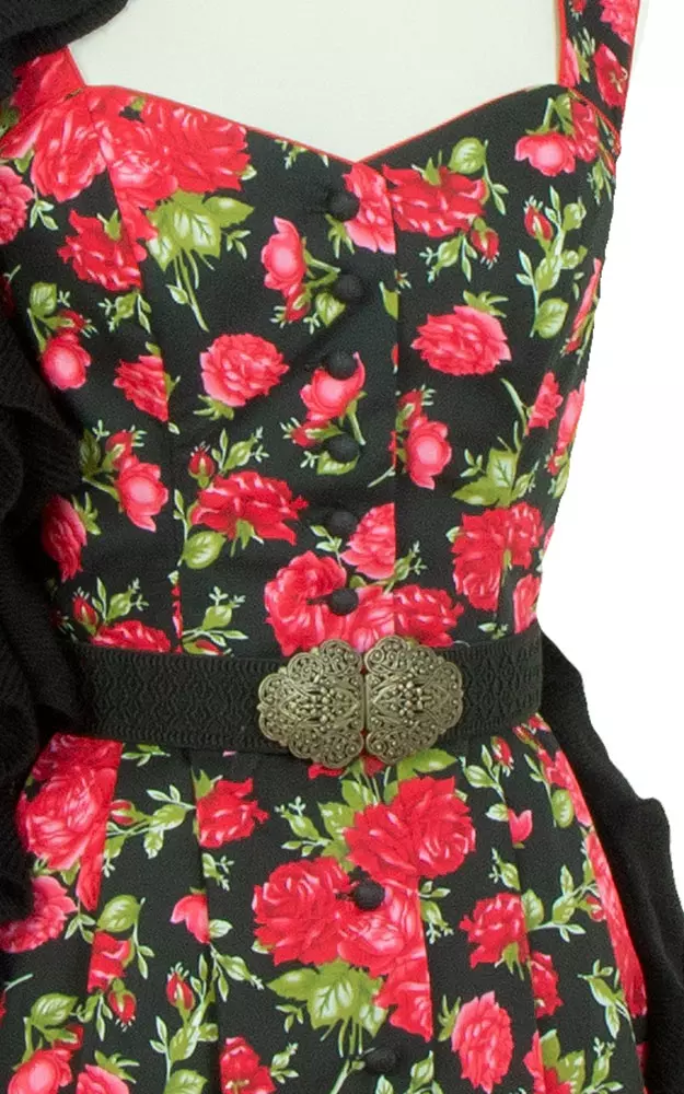 Kleid Rosental /E schwarz/rot, ohne Schürze