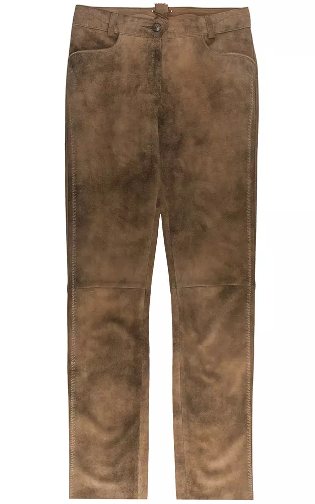 Damenlederhose Gundula, lang sandstein