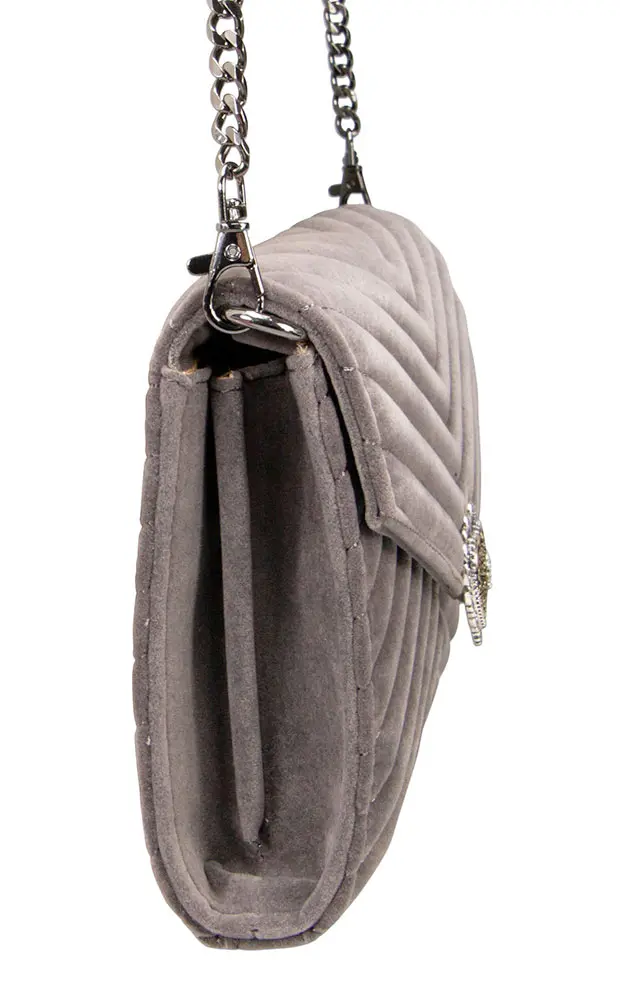 Trachtentasche Samtclutch, grau