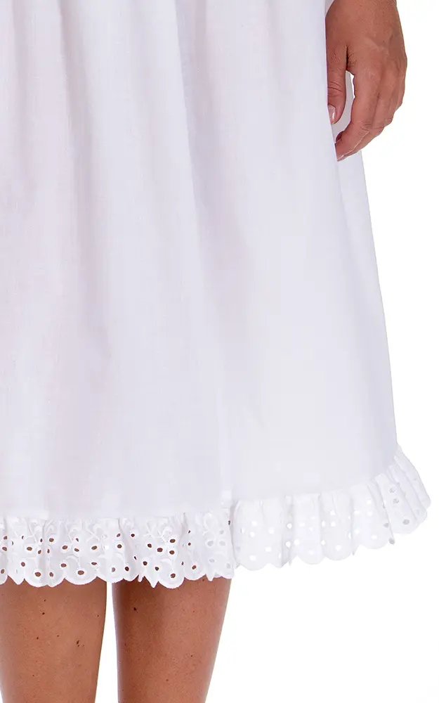 Unterrock Eva midi, weiß 70cm Festonspitze
