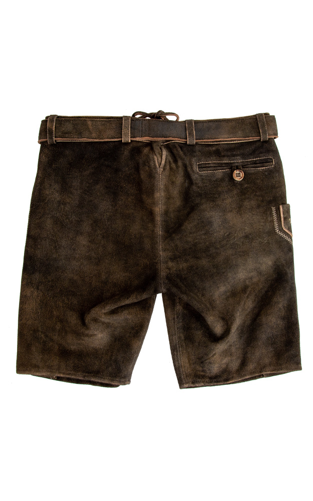 Lederhose Loisach mit Gürtel, braun urig