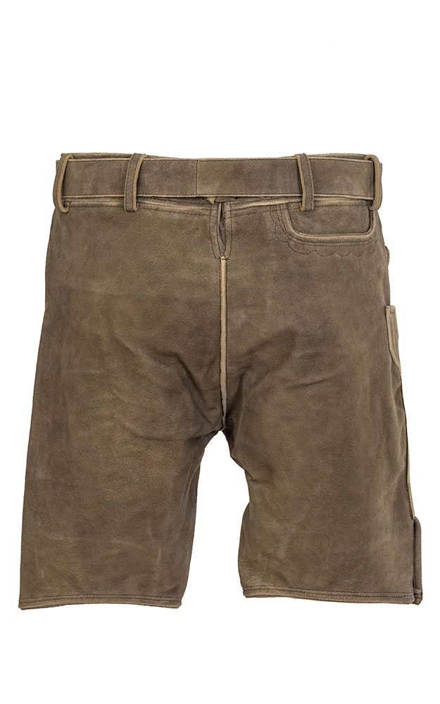 Lederhose Roman mit Gürtel, khaki