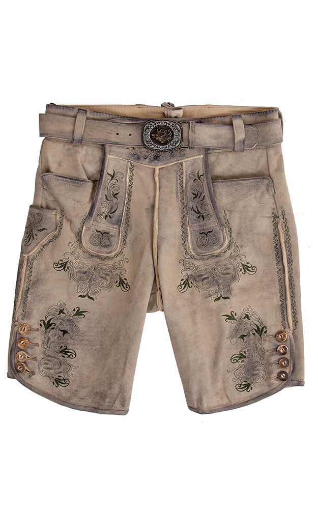 Lederhose Buchner mit Gürtel, natur kernig