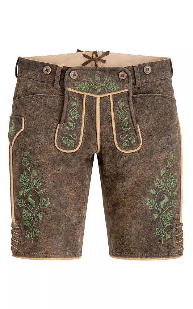 Hirschlederhose Ludwig ohne Träger, rauchschwarz