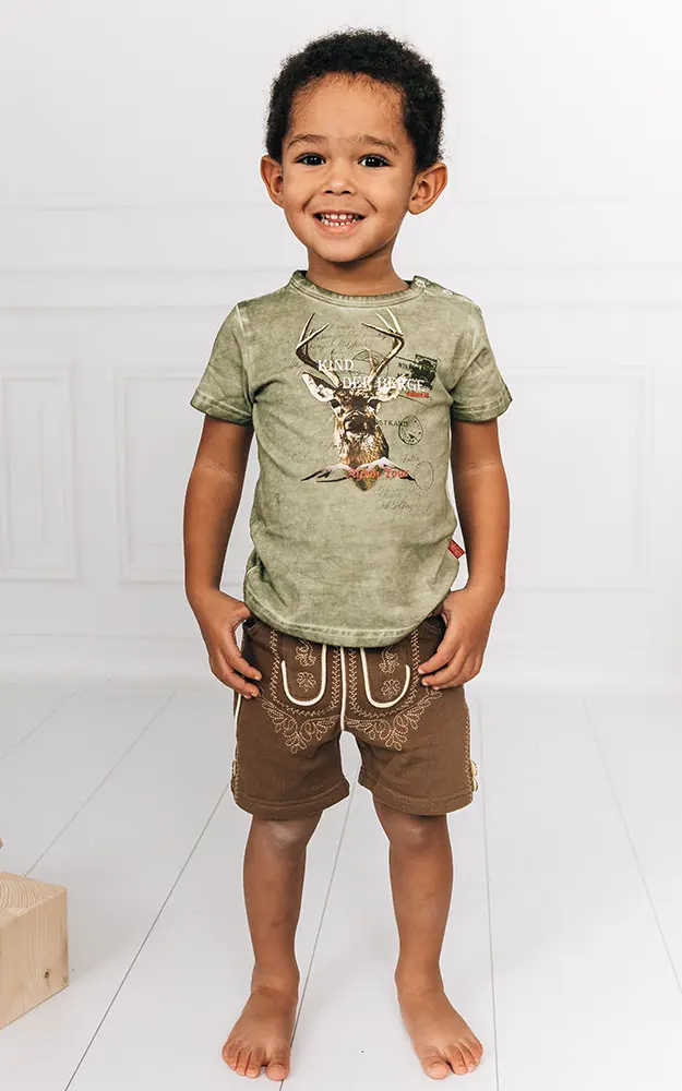 Baby-Stoff-Lederhose Bopser, mittelbraun