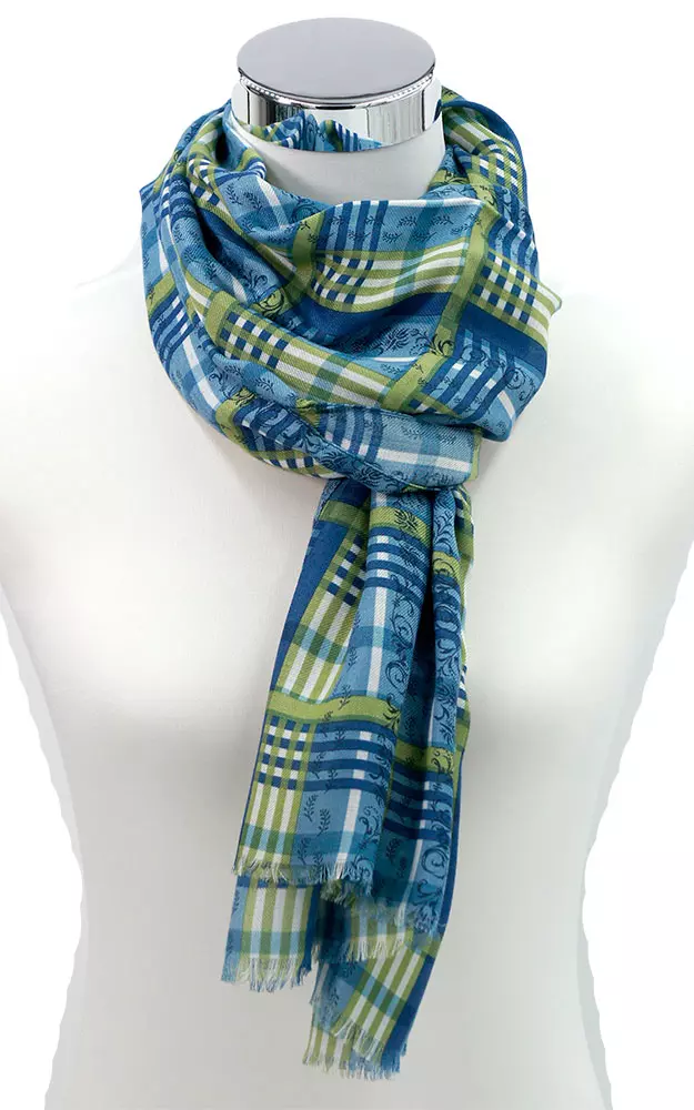 Schal Ausseer Karo, mittelblau