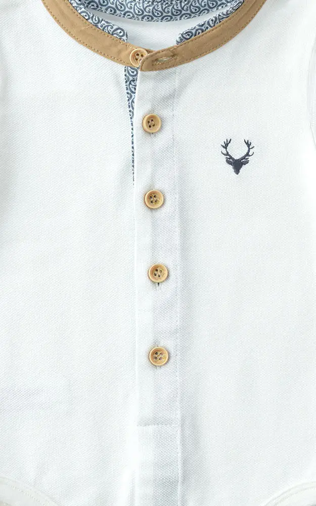 Baby-Body, weiß Kragen braun