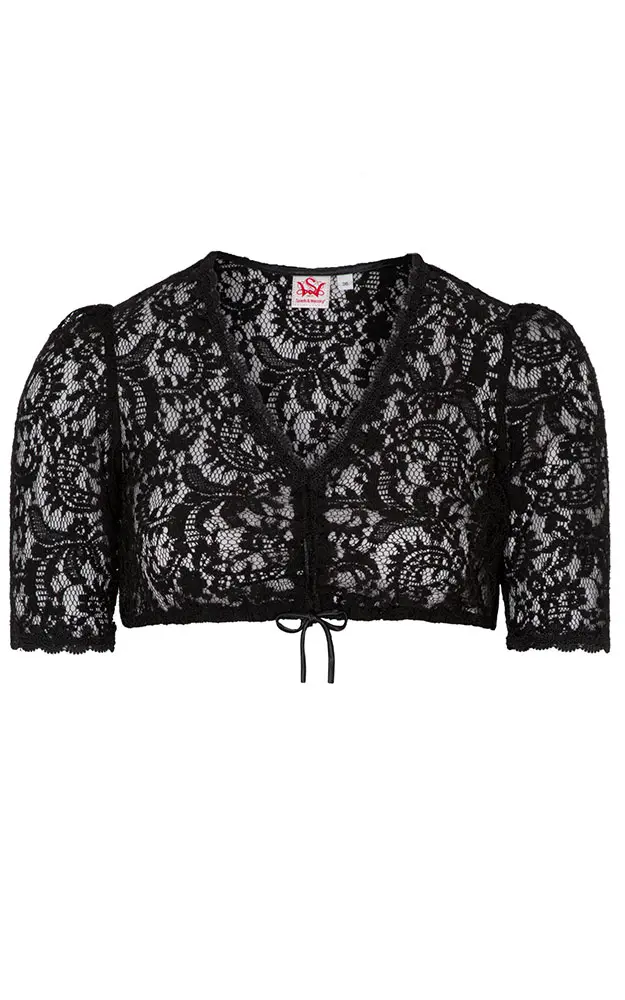 Dirndlbluse Hadia, schwarz Spitzenarm
