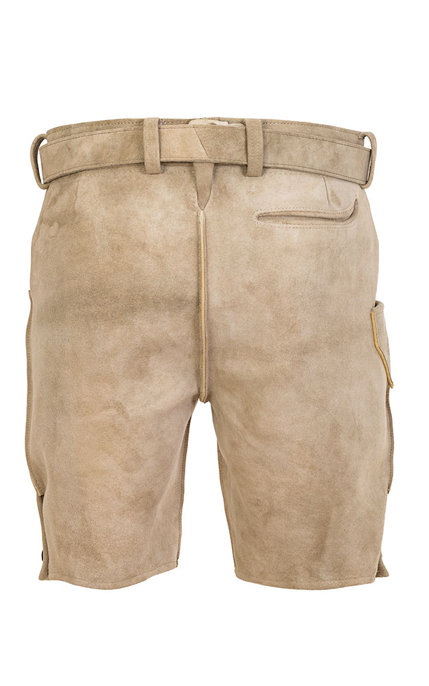 Lederhose Wilderer mit Gürtel, hellbeige