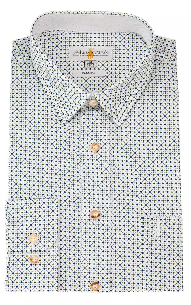 Hemd HE 8103, weiß/blau/grün