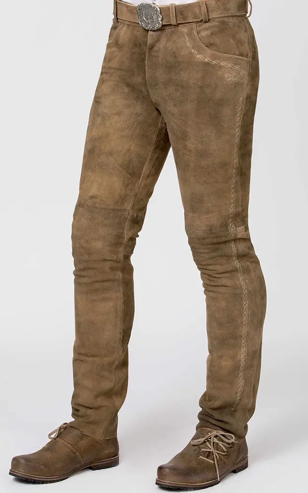 Lederhose Rocco mit Gürtel, havanna