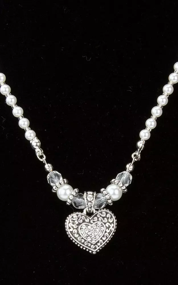 Kette 51050-48377, Perle Herz weiß
