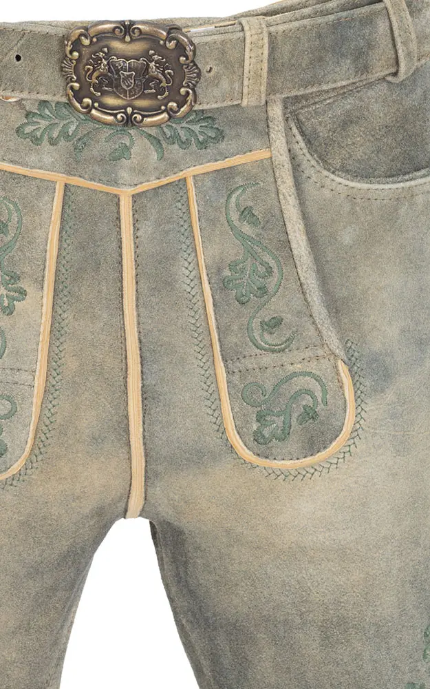 Lederhose Oliver mit Gürtel, mittelbraun