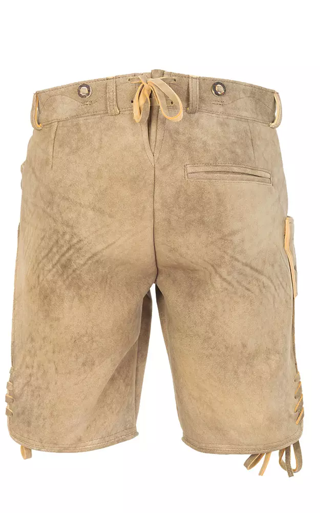 Hirschlederhose Hirschruf 2 ohne Träger, urig hell
