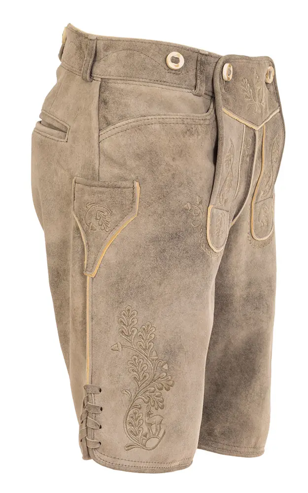 Lederhose Franz ohne Träger, graubeige/natur