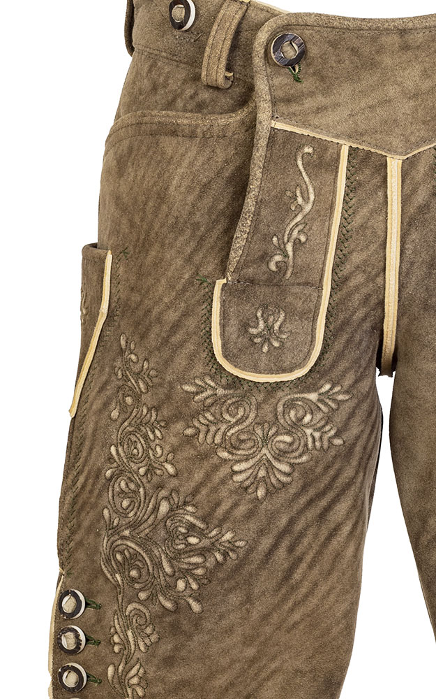 Hirschlederhose Weissen ohne Träger, sand hell