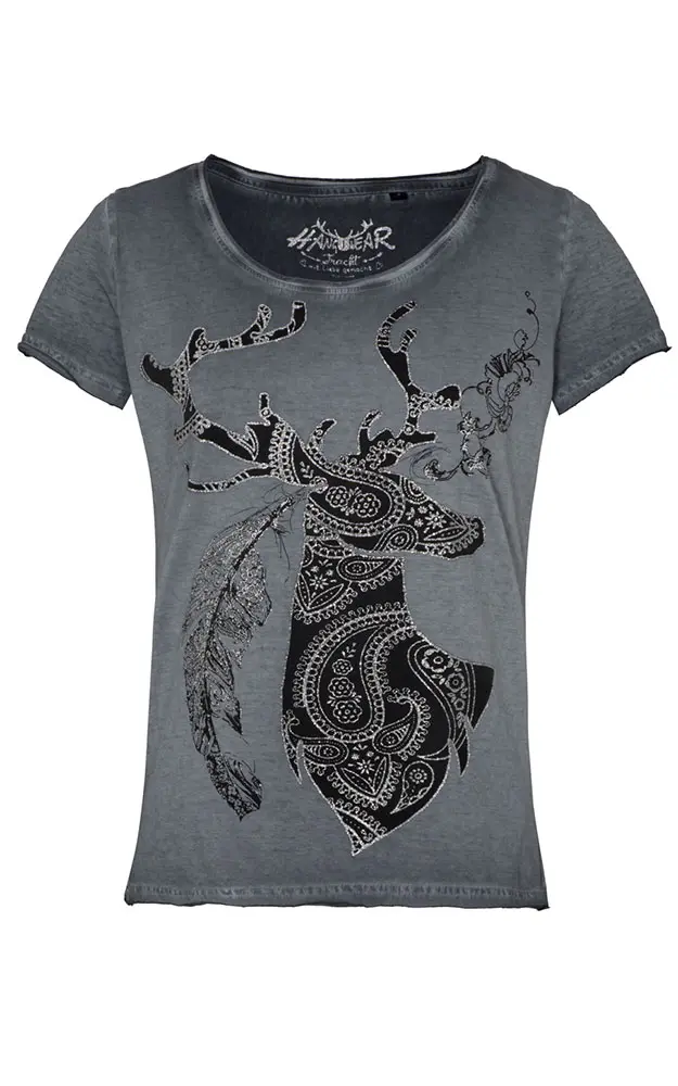 Damen-Shirt Hirsch, grau