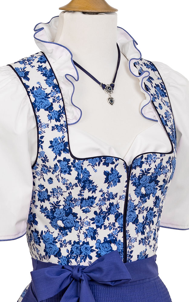 Blusendirndl Inntal /E weiß/blau, mit Schürze