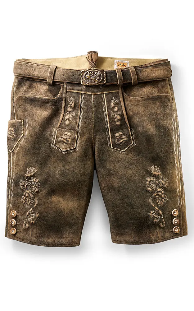 Lederhose Silberberg mit Gürtel, hopfen