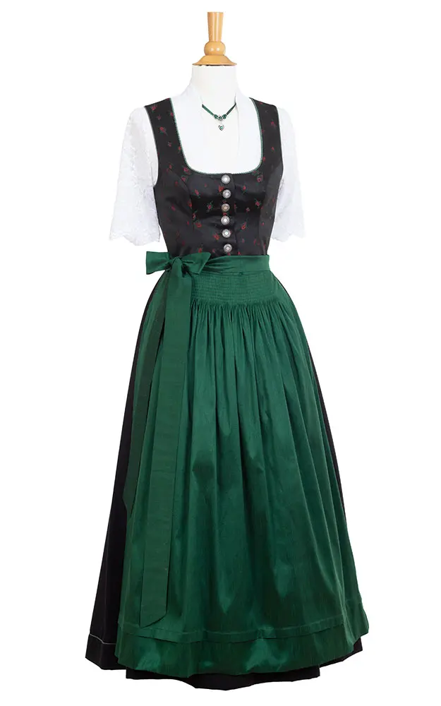 Blusendirndl Griessee /E schwarz Rosen, ohne Schürze
