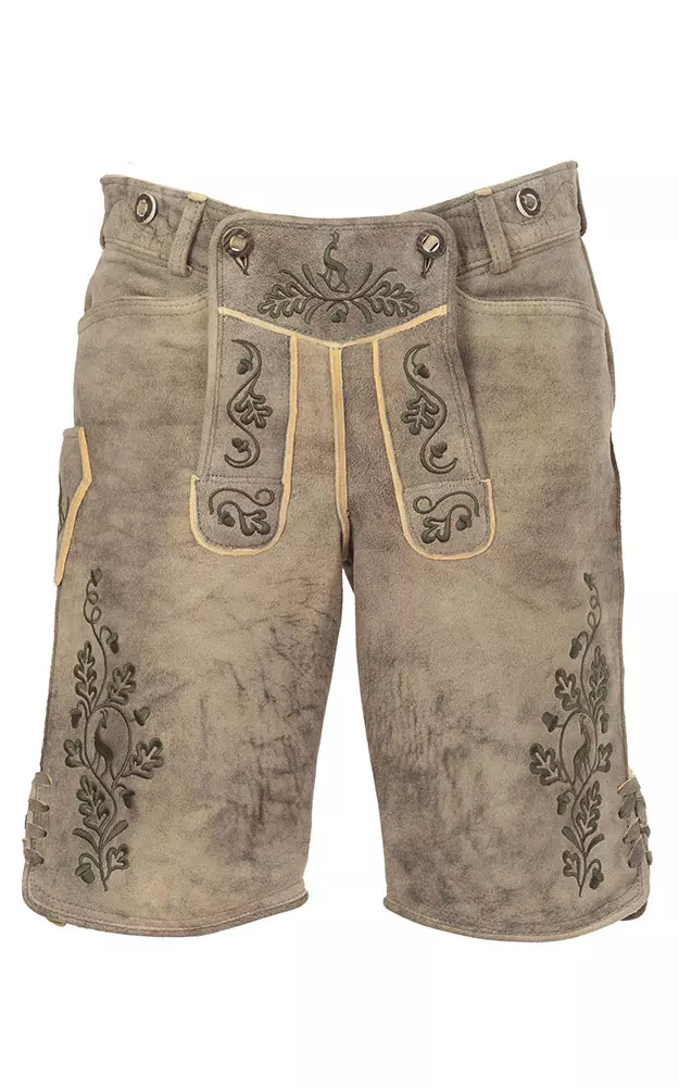 Hirschlederhose Ludwig ohne Träger, altsalzburg oliv
