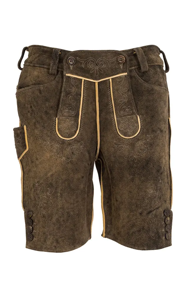 Hirschlederhose Spitzbua mit Gürtel, buche rustikal
