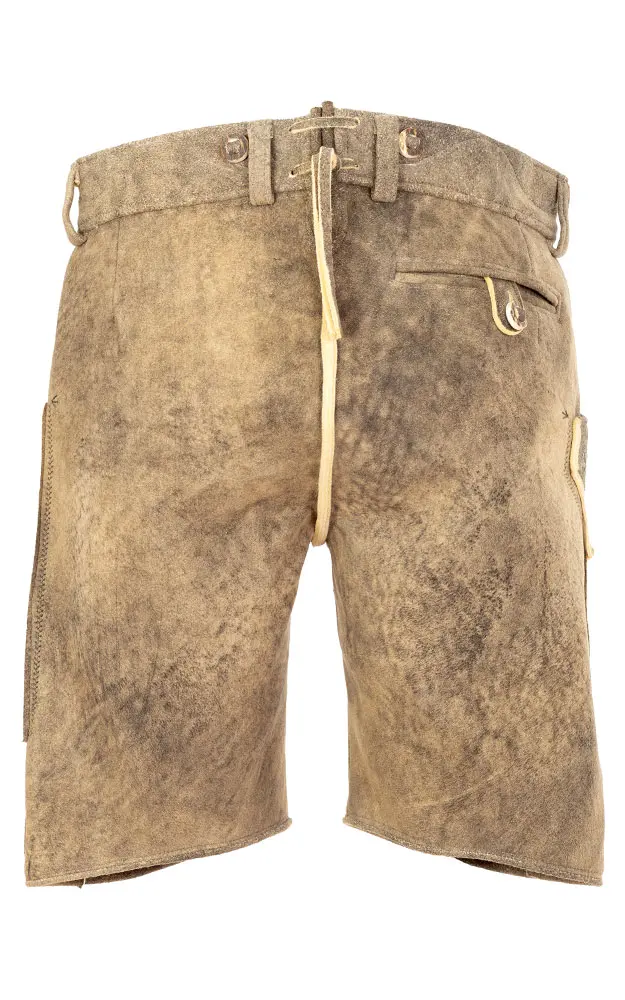 Hirschlederhose Eggern, ohne Gürtel akazie grün