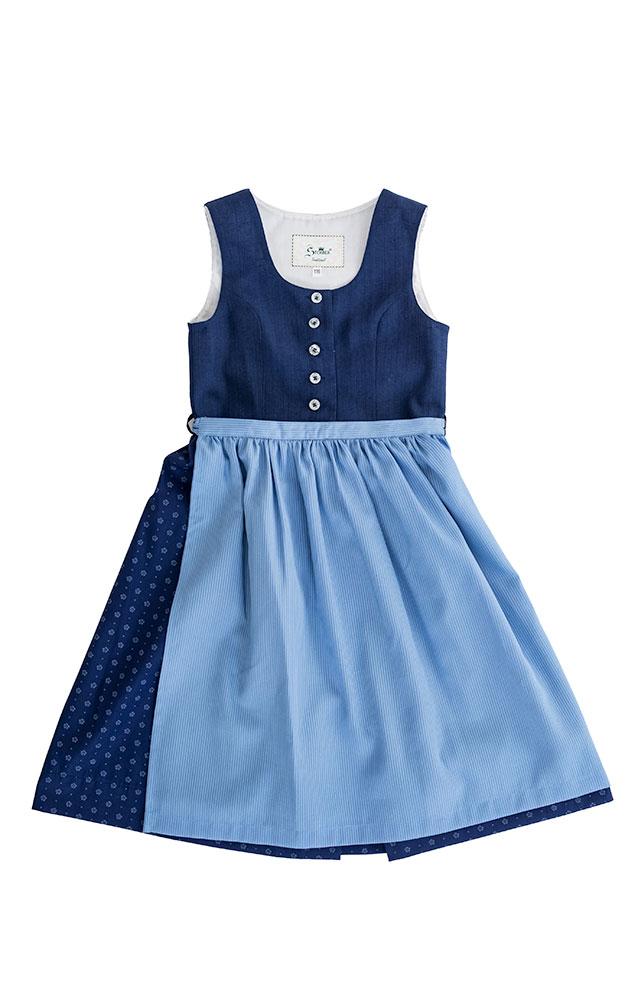 Kinderdirndl Felicitas mit Schüze, blau