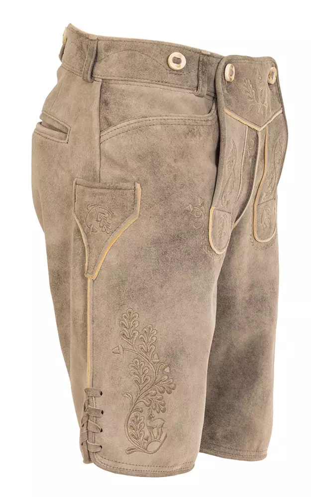 Lederhose Franz ohne Träger, graubeige/natur
