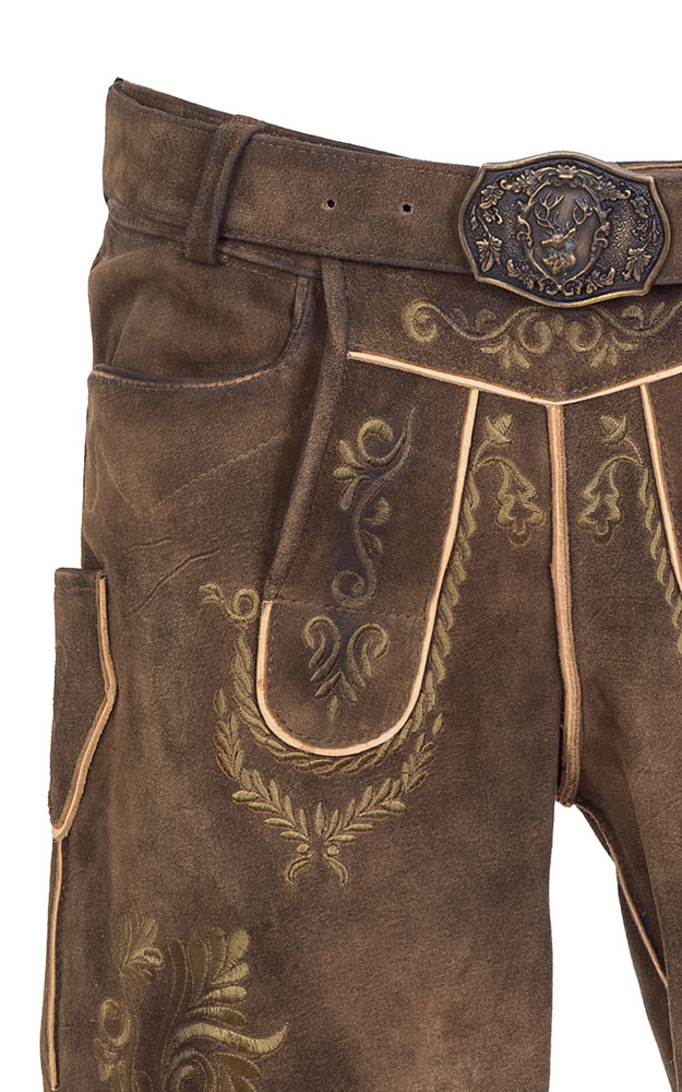 Lederhose Bregenz mit Gürtel, dunkelbraun