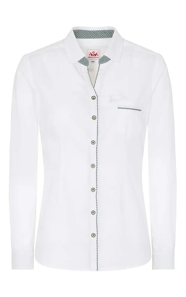 Trachtenbluse Polenta, weiß/grün