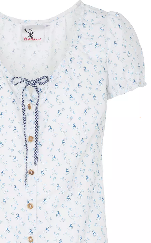 Trachtenbluse Kamin, hellblau/weiß