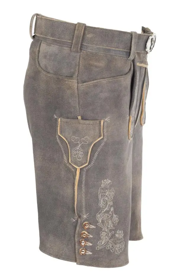Lederhose Spitzbua mit Gürtel, kiesel