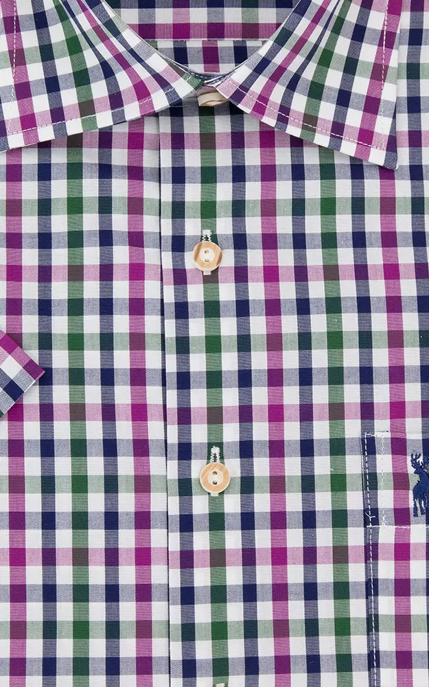 Hemd HE 553, # beere/tanne Kurzarm