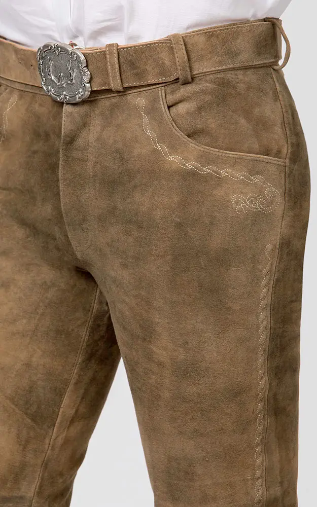 Lederhose Rocco mit Gürtel, havanna