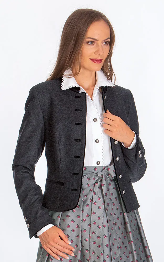 Jacke Schwarzberg, anthrazit/Samt schwarz