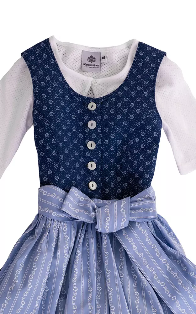 Kinderdirndl Wallersee mit Schürze u. Bluse, blau