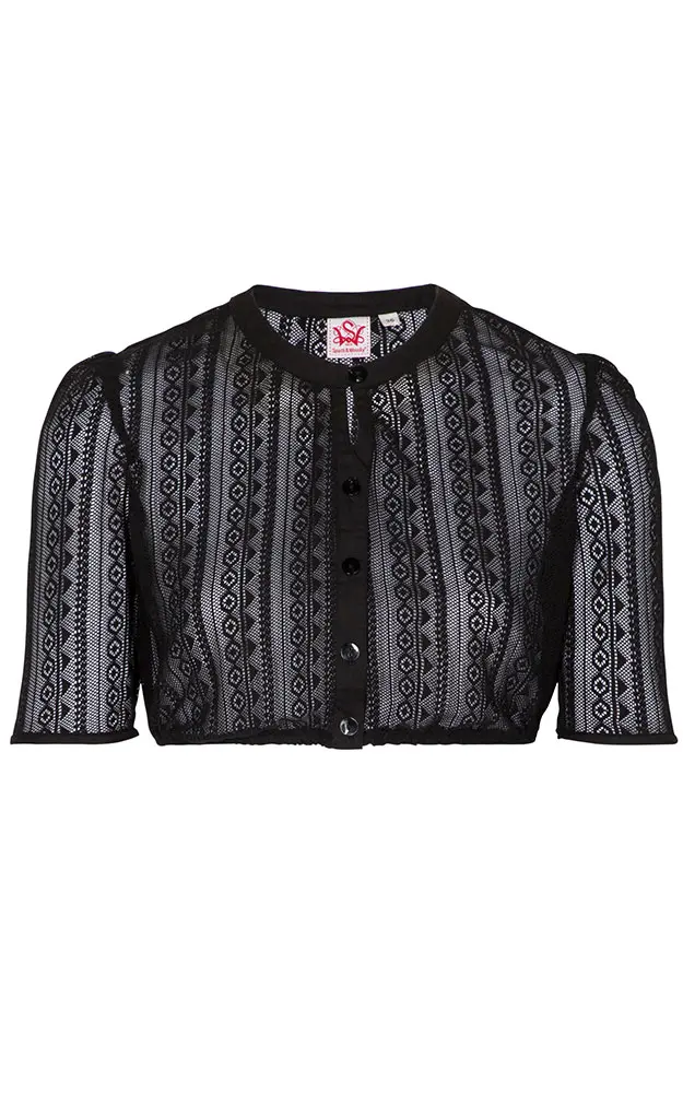 Dirndlbluse Hirse, schwarz Spitze